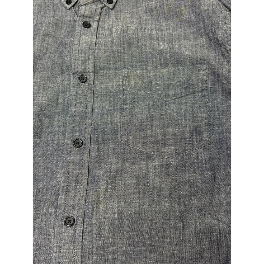 Banana Republic Mens Blue Chambray Untucked Slim Fit Cotton Shirt Large L